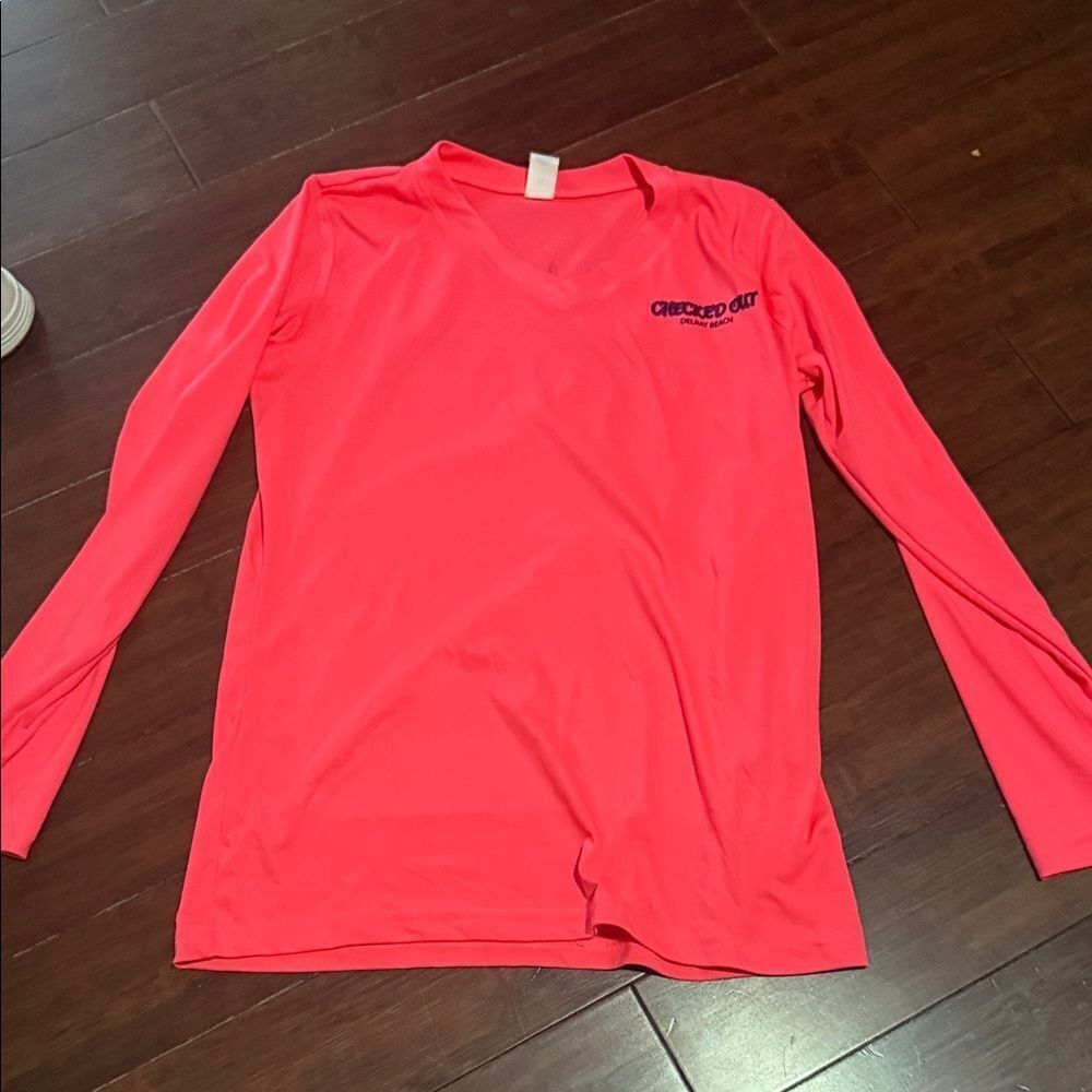 Pink Long Sleeve Dri Fit - DELRAY BEACH - "Checked Out" Graphic Boating Tee